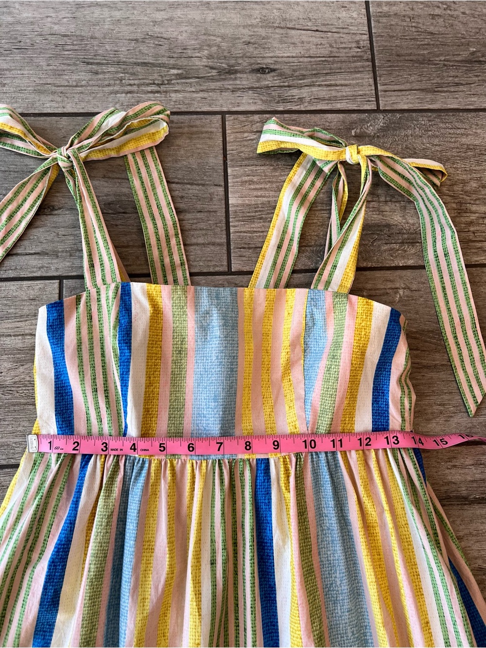 Cara Cara Campbell Summer Midi Dress Basketweave Multi Stripe, Size XS - Picture 6 of 9